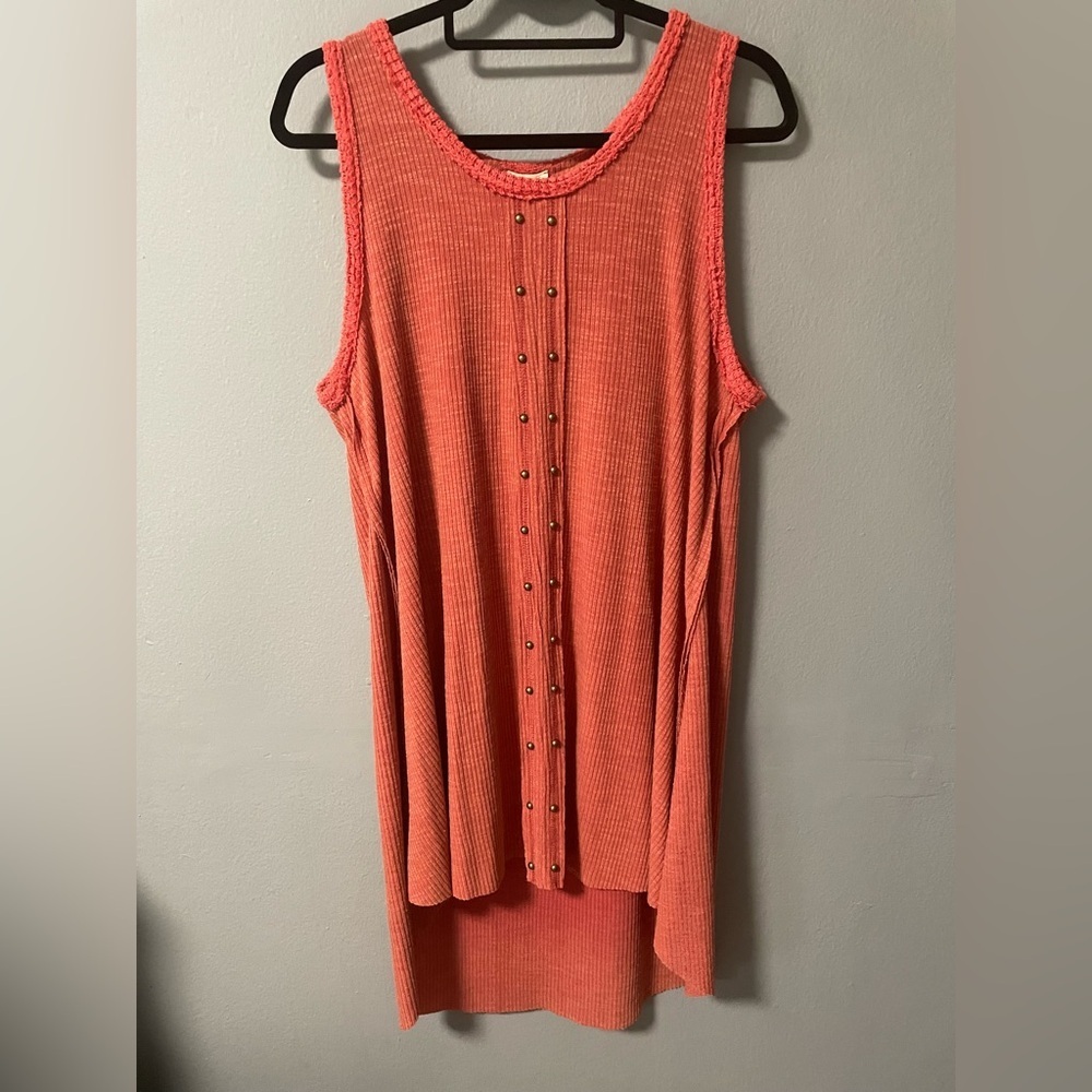 NWOT POL Studs Detail Tunic/ Tank Dress with High-Low Raw Hem. Size Small